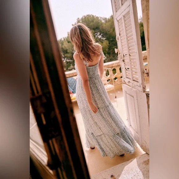 Sézane Phily Maxi Dress in Blue Floral Print FR 38 / US 6 - Picture 4 of 15